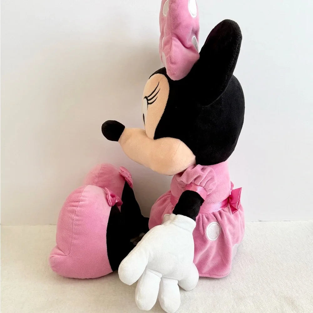 Disney Minnie Mouse Plush 27” Stuffed Animal Pink Polka Dot Bow and Dress